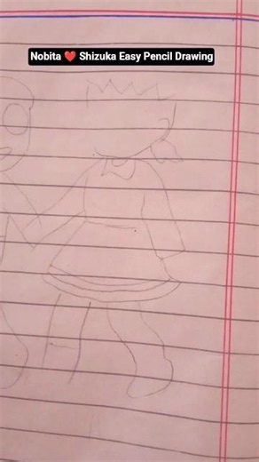 Nobita & Shizuka Holding Hands | Easy Pencil Drawing ❤️✏️ #art #pencildraw#viralshorts