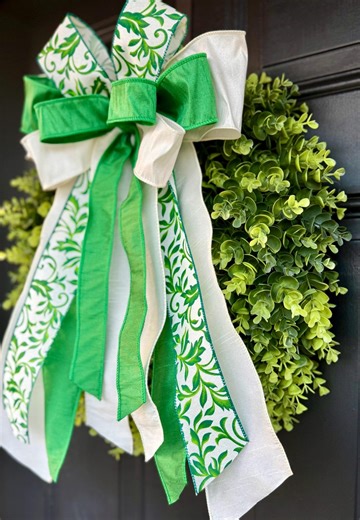 Augusta Door Bow | Spring Easter Porch Decor | Classic Plaid Ribbon Accent - Etsy