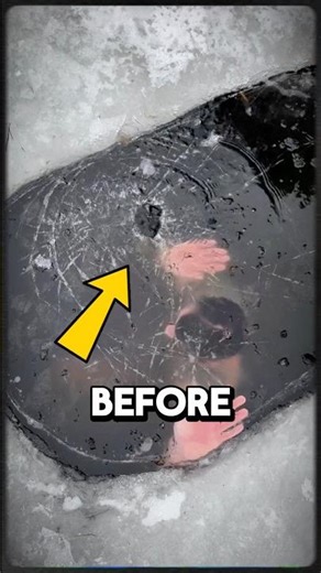 Trapped Under Ice… His Final Seconds 😨 #shorts