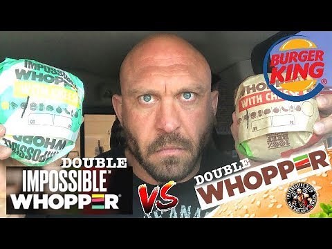 Burger King DOUBLE Impossible Burger VS DOUBLE Whopper - Ryback Food Mukbang Challenge