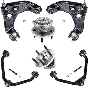 Detroit Axle - 4WD Front End Control Arms Kit for Ford 2000-2001 Ranger,2000 Mazda B4000 B3000, 4 Upper & Lower Control Arms 2 Wheel Bearing & Hubs Replacement Suspension - 6pc Set