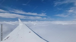 Landing aircraft. Business jet aircraft window view. 4K UHD video footage