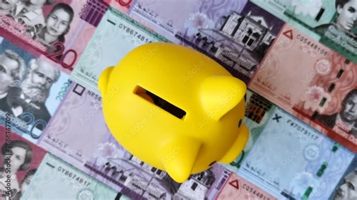 A piggy bank as a concept for storing, accumulating, and saving financial resources. A piggy bank as a financial backdrop for your design