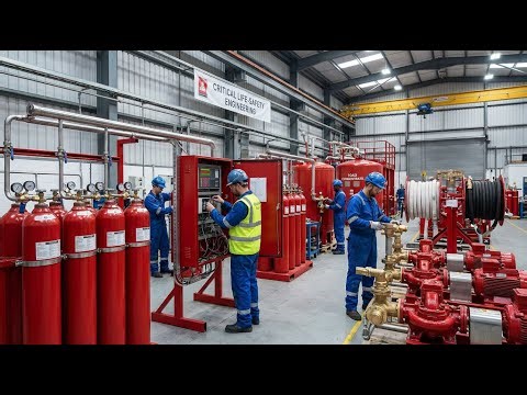 How Onboard Fire Protection Is Built complete process | Ship Firefighting System Factory