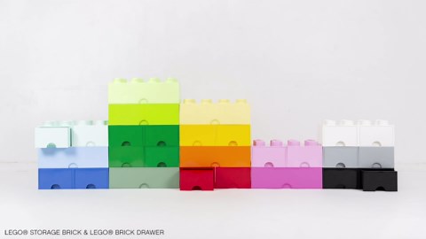 LEGO Storage Brick 8 - studs BLUE - Stackable Plastic Storage Box with Lid for Kids and Adults, Ideal Desk Organizer and Toy Box - 12.1L Capacity