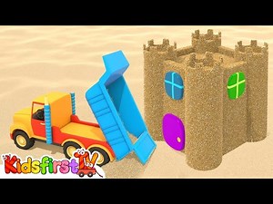 Toy cars on the beach. Cartoon for kids. - Videos For Kids