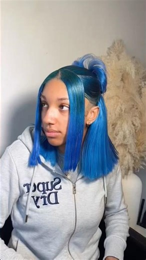 Keep Boring Hair Or Try New Possibilities?#hairstyle #bluehair #bob #hairinspo #fyp #diyhairstyle