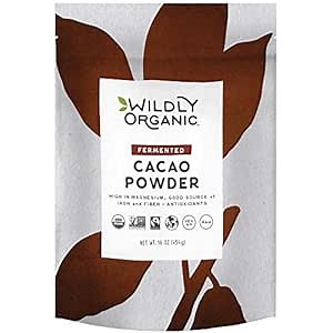 Wildly Organic Fermented Cacao Powder 16 Oz, 1 lb Bag - Organic, Non-Alkalized, Minimally Processed, High in Antioxidants, Raw, Fair Trade, Non-GMO, Kosher, Vegan, Premium Rich Chocolate Flavor - Perfect for Skin, Hair, Smoothies, Yogurt, Oatmeal, Baking, & Hot Cocoa