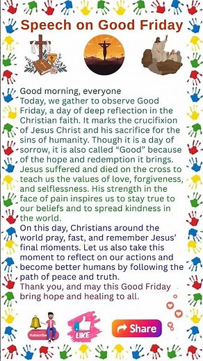 Good Friday Speech | Speech on Good Friday | 10 Lines Essay Good Friday | Good Friday Message