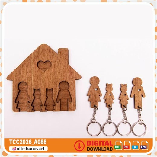 Family Keychain Holder SVG Laser Cut File, House Key Hanger (digital Download) - Etsy