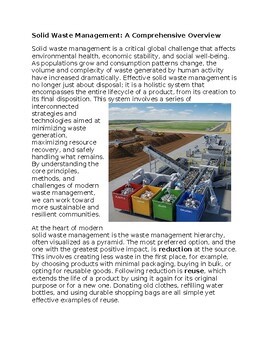 Solid Waste Management Environmental Science Worksheet for SubPlan & Homework
