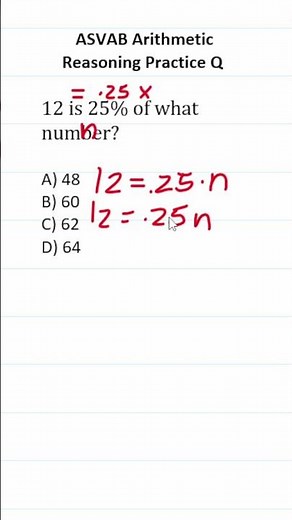 ASVAB/PiCAT Arithmetic Reasoning Practice Test Q: #percentage #acetheasvab with #grammarhero