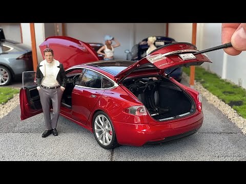 1:18 Tesla Model S P100D, multi-coat red - Tesla dealer [Unboxing]