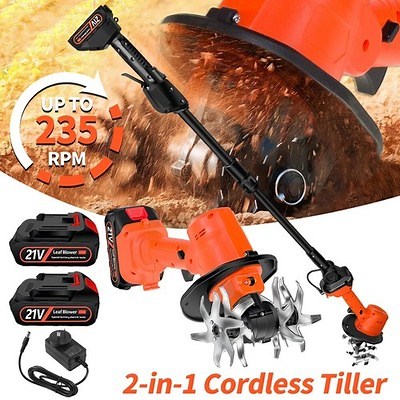 21V Electric Garden Tiller Lightweight Rototiller Battery Powered with 2 Battery | eBay