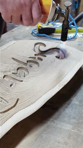 Making a wood sign with a router and FIRE🔥 #woodworking #woodburning #fire #shorts