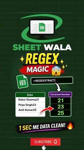 Regex Magic 😳 Extract Numbers in 1 Second | #googlesheets #tricks k
