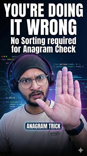 La Copy De Paste on Instagram: "Stop sorting ❌ Anagram in O(n) using ONE array 😱 #coding #leetcode #dsa #programming #interviewprep shorts"