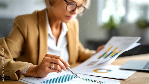 Finance banking and investment concept asset allocation analysis budget management review business woman calculating financial report cost control auditing tax planning assess