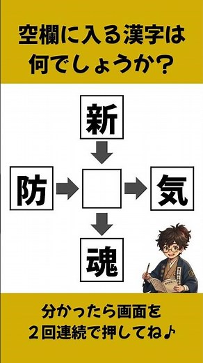 【穴埋め漢字クイズ#12】この漢字わかる？4つの二字熟語を作ってみよう #脳トレ #漢字クイズ #穴埋め漢字クイズ