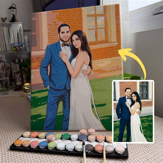 Custom Couple Paint by Number Kit | Personalized Portrait Paint by Number | Custom PBN | Gift for Her | Gift for Him | Adult Paint by Number - Etsy
