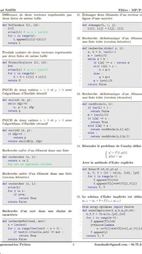 formule et code utile pour les révisions des examens