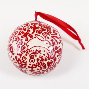 Ceramic Porcelain Handmade Ornament Rabbit Red White - Etsy