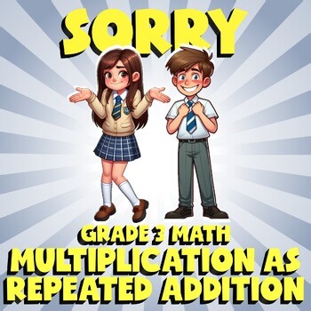 Multiplication as Repeated Addition SORRY Math Game - No Prep Grade 3 Review