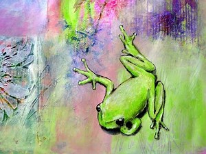 Acryl Transfertechnik mit Folie - Acrylic transfer technique with plastic wrap