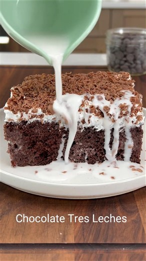 Chocolate Tres Leches Cake 🍫 #dessertrecipe #baking #cake