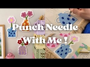 ASMR | Punch needle with me! Relaxing punch needle vlog for studying & work ♡ ツ