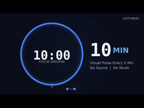 10 Minute Focus Timer with Visual Pulse Milestones Every 5 Minutes (No Music, No Sound)