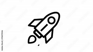 Animated rocket icon. Alpha channel, transparent background. 4K resolution
