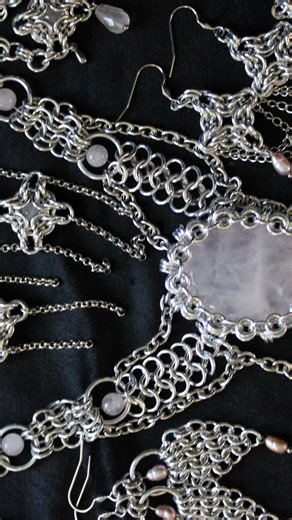 Chainmail Jewellery on Instagram: "The Valentines Collection 💕 If you love someone, chain them up ! The Chainmail Valentines Collection is releasing TONIGHT at 7pm AEST. 💫 This collection is smothered in rose quartz crystals, delicate pink pearls and blood red glass beads, perfect for all hopeless romantics 💋 Use the incredible powers of the rose quartz to attract romance, self love and emotional healing this full moon🌛 All Valentines Collection orders come with faux rose petals and a handwr