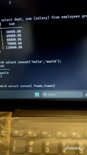 how to concat fname and lname in postureSQL #postgresqltutorial #databaseconcepts #postgresql #recit