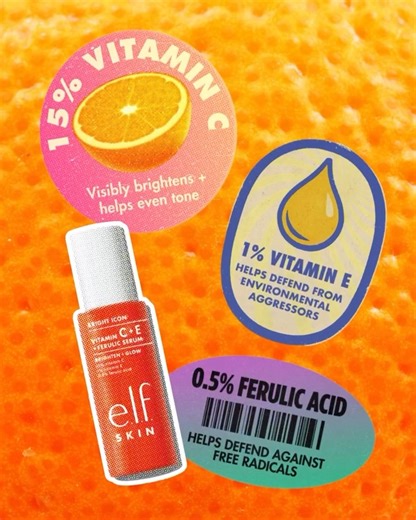 34K views · 2.4K reactions | The glow squad  Our Bright Icon Vitamin C + E + Ferulic Serum = a triple-threat formula with:  15% Vitamin C to visibly brighten + even tone  1% Vitamin E to help defend against environmental aggressors  0.5% Ferulic Acid to help fight free radicals Bright skin, activated ✨ Shop NOW! https://elfyeah.com/FB-VitaminC | e.l.f. Cosmetics | Facebook