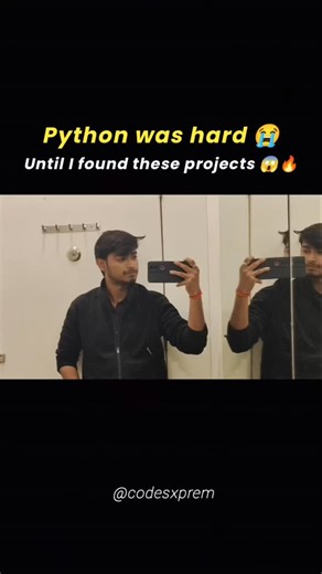 codexprem on Instagram: "Python Felt Impossible 😭 Until I Built These Beginner Projects Python felt very hard when I started. I watched many tutorials, but nothing worked for me. Then I started building small real projects, and everything changed. These beginner-friendly projects helped me understand Python clearly. If you are: • New to Python • A college student • A fresher • Feeling stuck in coding This reel is for you. Start with projects, not only tutorials. Save this reel and start buildin