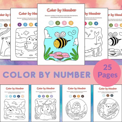 25 Printable Color by Number Pages With Animals for Kids - Etsy