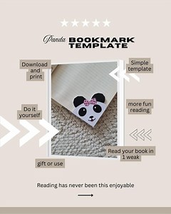 Cute Panda 3D Corner Bookmark (printable Template) - Etsy UK
