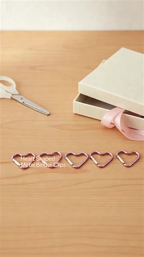 Heart Shaped Binder Clip, 5 Counts Durable Metal Binder Clip, Multipurpose Binder Accessories for Outdoor Climbing Hiking