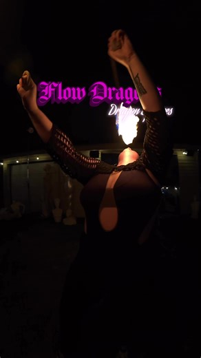 Fire poi might be a runner up for my fav prop to burn🔥✨ These bad boys are by @flow.dragons who recently sponsored ya girl! 🐉⚡️ code in the works, but next Monday we are launching a giveaway! Stay tuned for deets 👀 These are Dragon Sphere Fire Poi (Semi Static Technora) with UltraKnob Pros by @UltraPoi Code SQUIDTHEGEMINI saves 10% on UltraPoi.com🩷🩷🩷 📸: my lovely partner with his @DJI Official #poi #flowdragons #ultrapoi #firespinning #burnercommunity