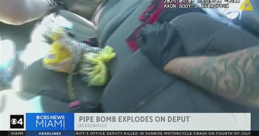 Caught on camera: Pipe bomb explodes on Florida deputy
