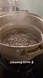 Clean Silver easily 🫧 ✅ Save ✅ Share I have been following this to clean silver. I do it once or twice a year or whenever the silver is tarnished. 📝 Instructions Boil enough water for the Silver item to immerse. Add lots of torn pieces of aluminium foil. Add one or two tablespoons of cooking soda. Immediately dip the silver item one by one into the water. Just 30 seconds or one minute is enough. Stubborn stain needs some scrubbing afterwards. But minimum effort os enough. I have detailed blog 