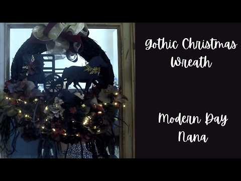 DIY Gothic Christmas Wreath | Black, Burgundy & Gold for Our Century-Old Home