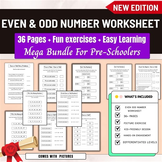 Even and Odd Number Worksheet,kindergarten Math Printable,maths Worksheet,first Grade Number,preschool Number Sense Activity,homeschool Math - Etsy Ireland