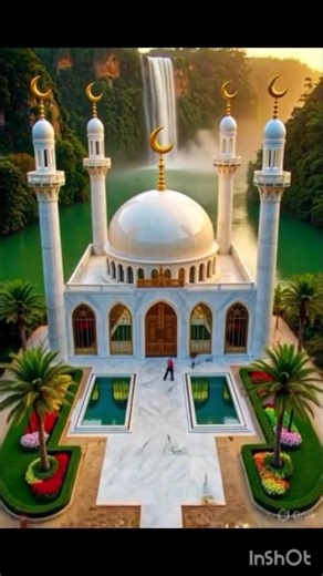 Amazing Eco Mosque With Natural Waterfall View. Amazing Eco Mosque next to a natural waterfall.