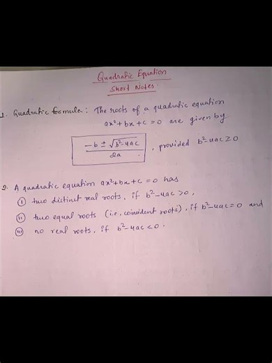 Quick revision of quadratic equation notes #10thgrade