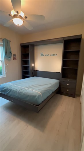 Featuring a queen size Bristol Murphy bed with two side cabinets. We carry luxury real wood products that are hand crafted here in the US! Showroom located in Sarasota, FL but offering select products for shipping across the continental US. A stand alone queen murphy bed starts around $4k. Send us a DM for more info. | Monarch Murphy Beds