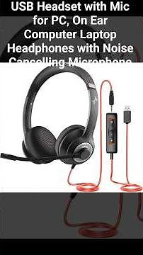 USB Headset with Mic for PC, On Ear Computer Laptop Headphones with Noise Cancelling Microphone