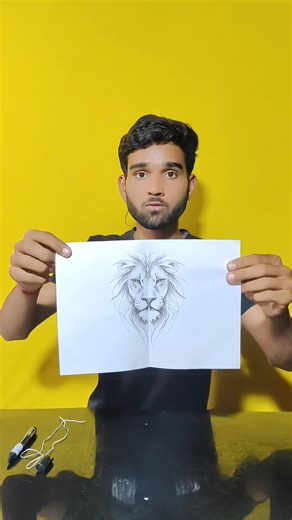 Amazing Lion Drawing Using Thread 😱 | Thread Art Magic Trick#threadart #liondrawing #artexperiment