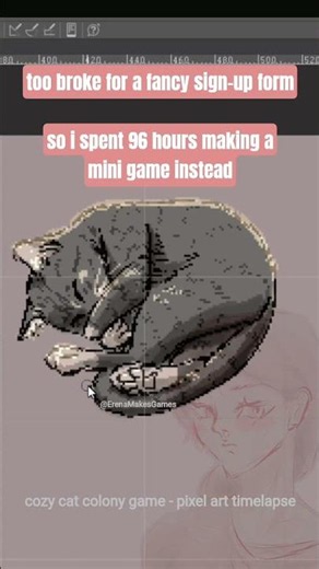 I made a chat sim just to give away 2D cat wallpapers - cozy cat #pixelart timelapse #gameart